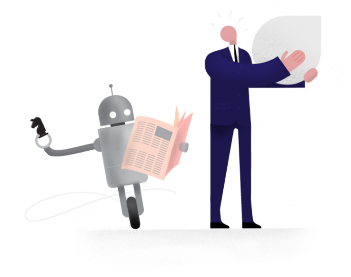 man & robot illustration